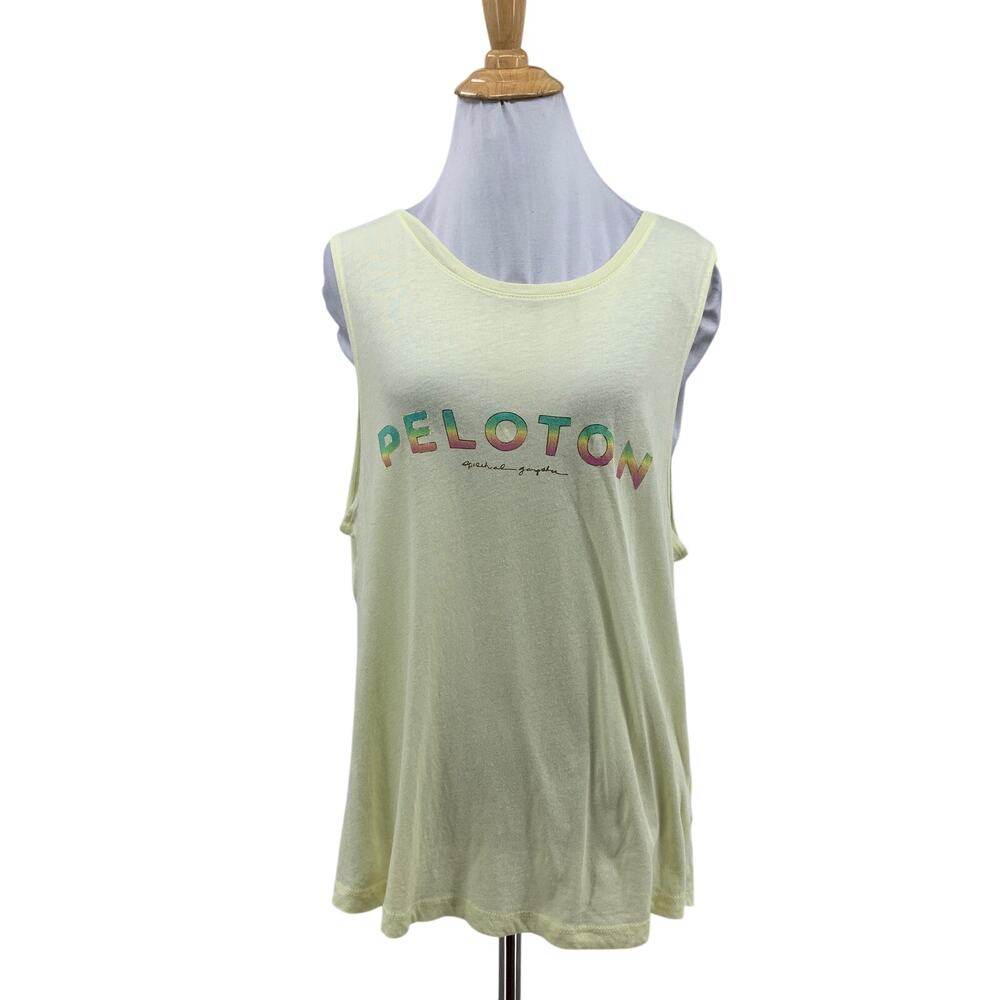 Spiritual Gangster x Peloton Tank Top Womens L Large Lemon Ice Logo Graphic Yoga